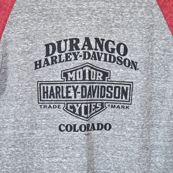 Harley Davidson Durango V-Neck Raglan T-shirt Red/Grey Moto New Medium Logo - Picture 9 of 12